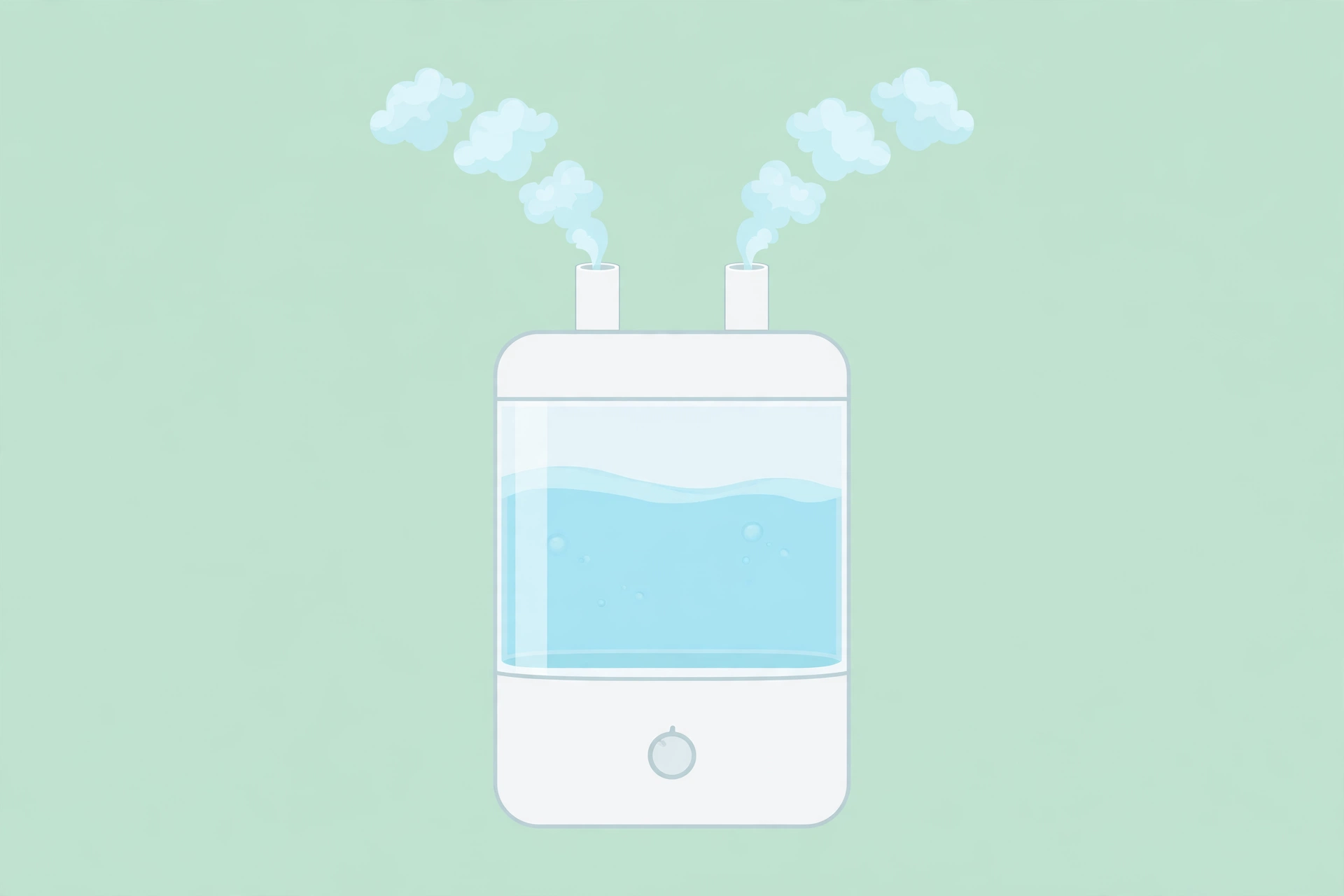 Illustration of a large humidifier with dual mist nozzles