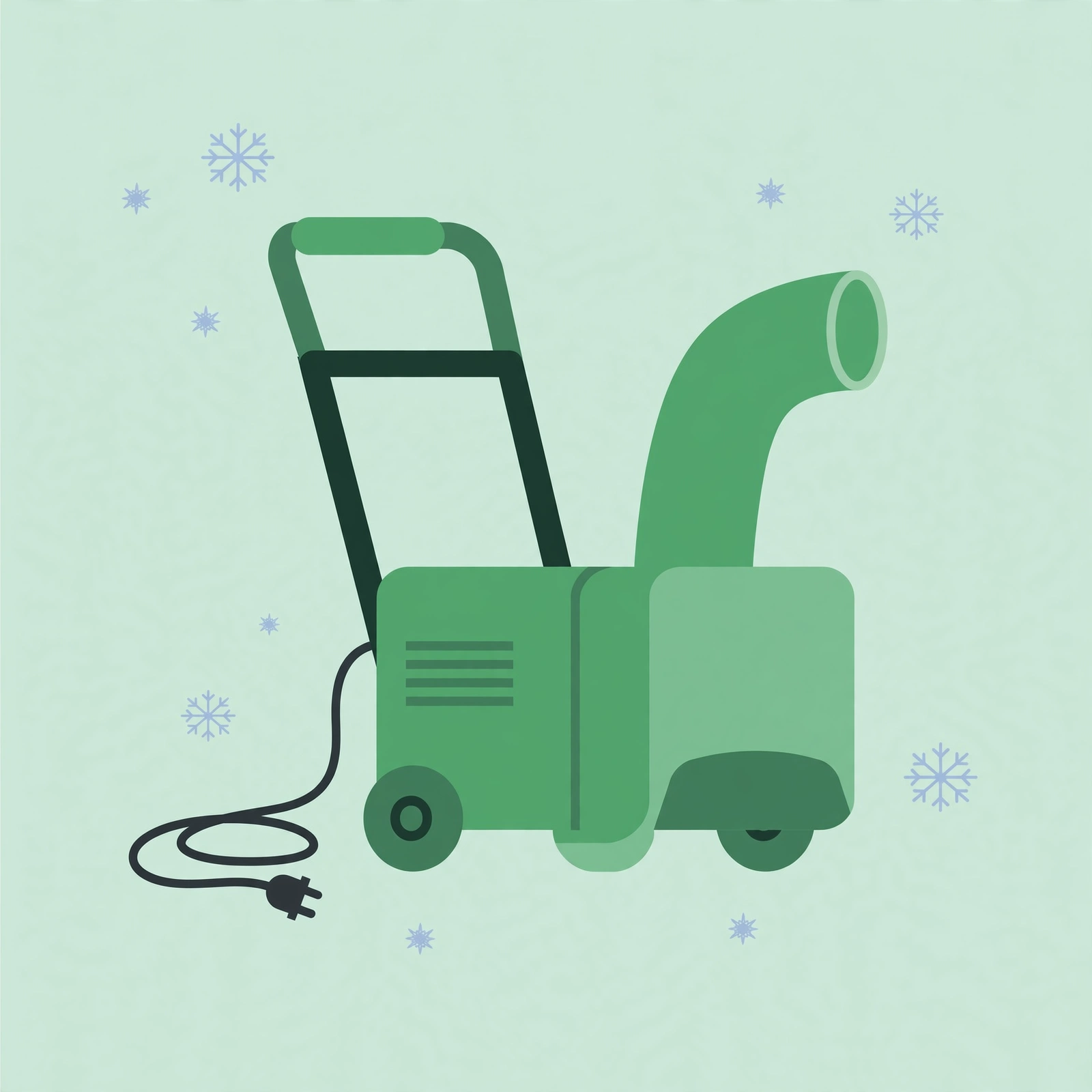 Illustration of a compact corded electric snow blower