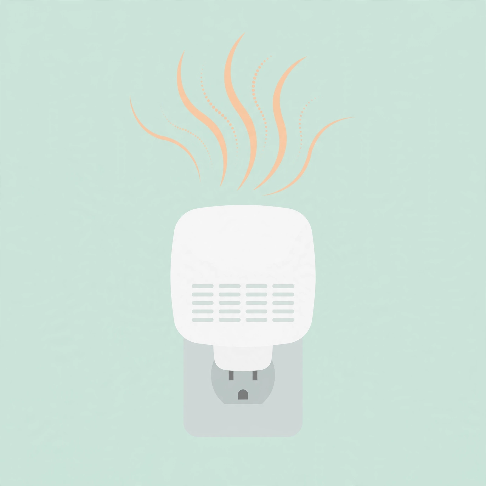 Illustration of a compact plug-in wall outlet heater