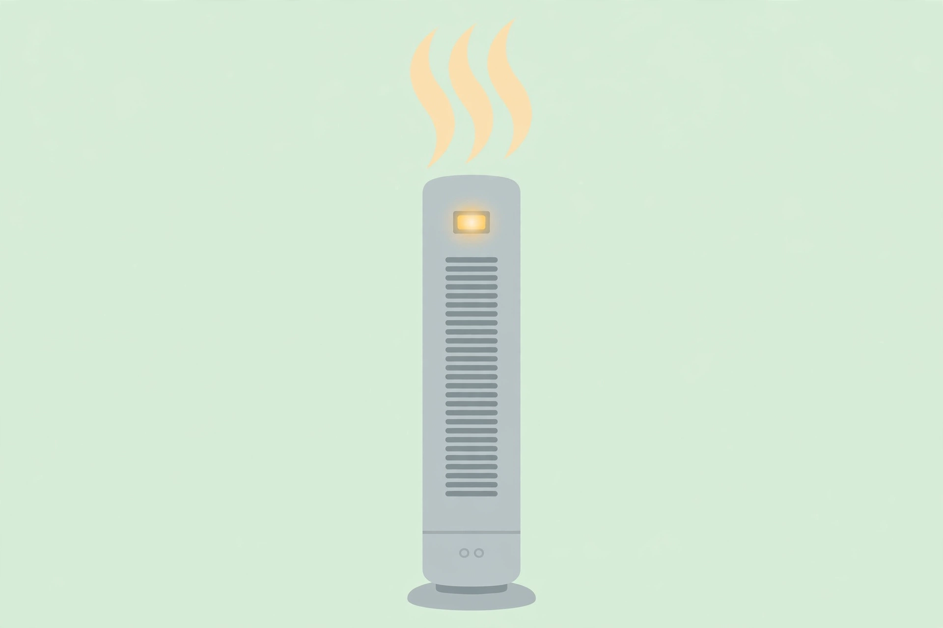 Illustration of a tall oscillating tower space heater with digital display