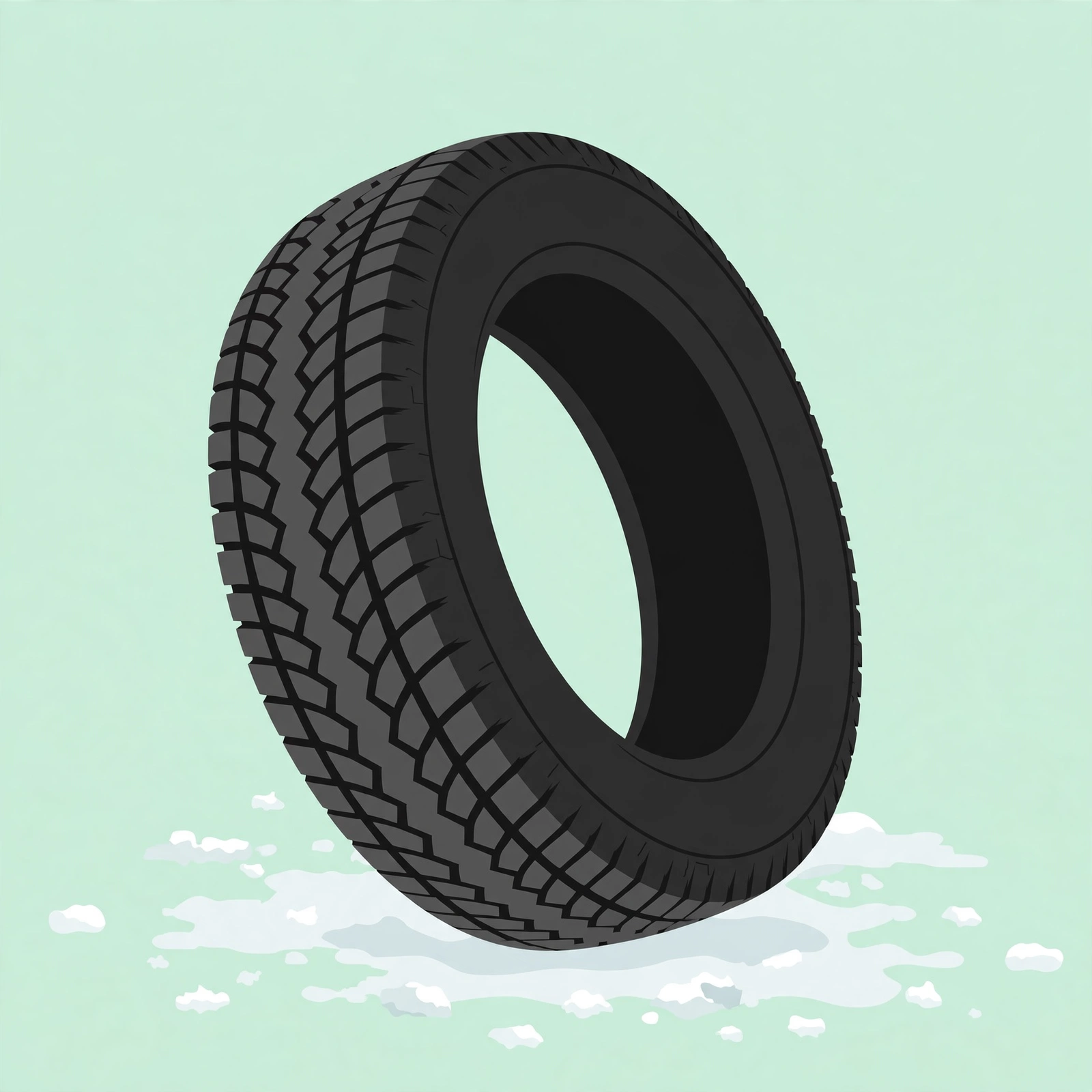 Illustration of a winter tire with zigzag sipe tread