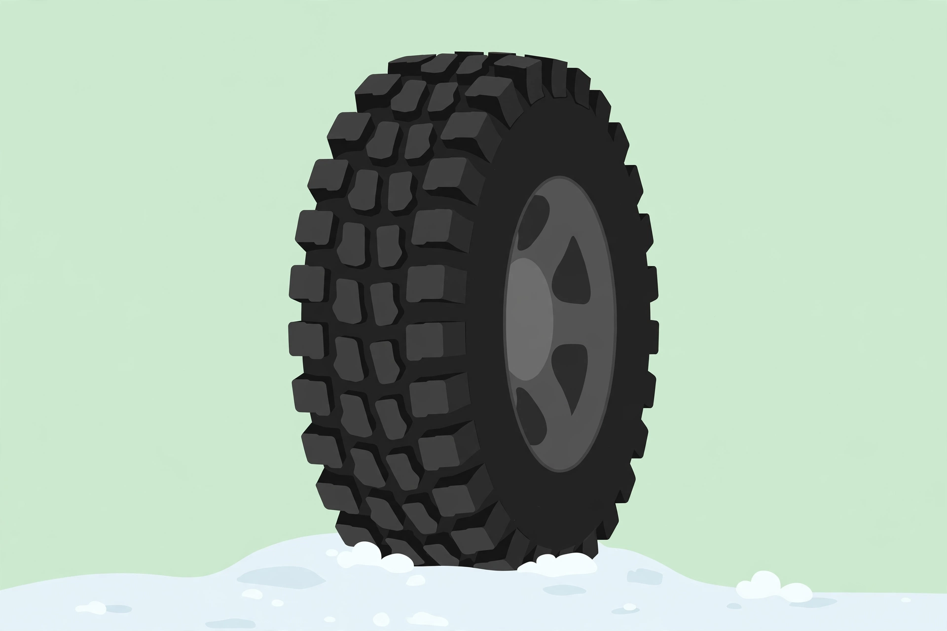 Illustration of a large SUV winter tire with deep tread blocks